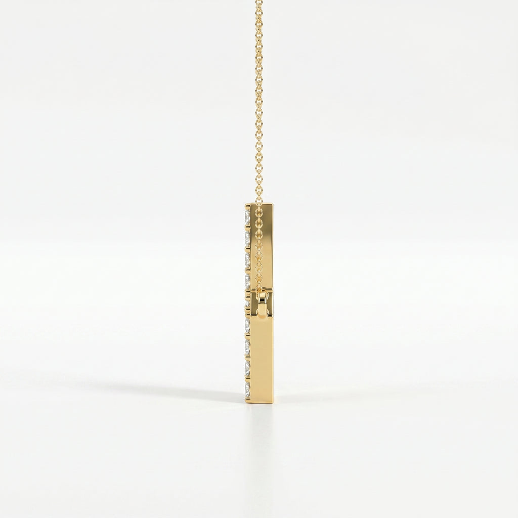 Side Way Cross Round Diamond Necklace