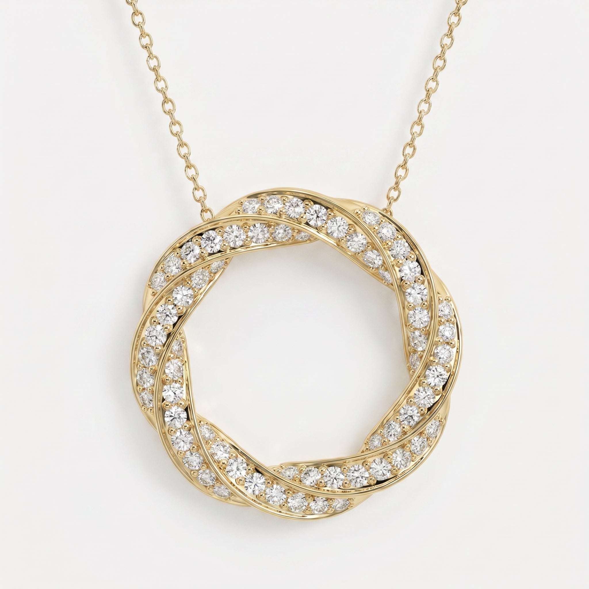 Round Diamond Twisted Circle of Life Fashion Necklace 