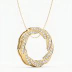 Round Diamond Twisted Circle of Life Fashion Necklace 