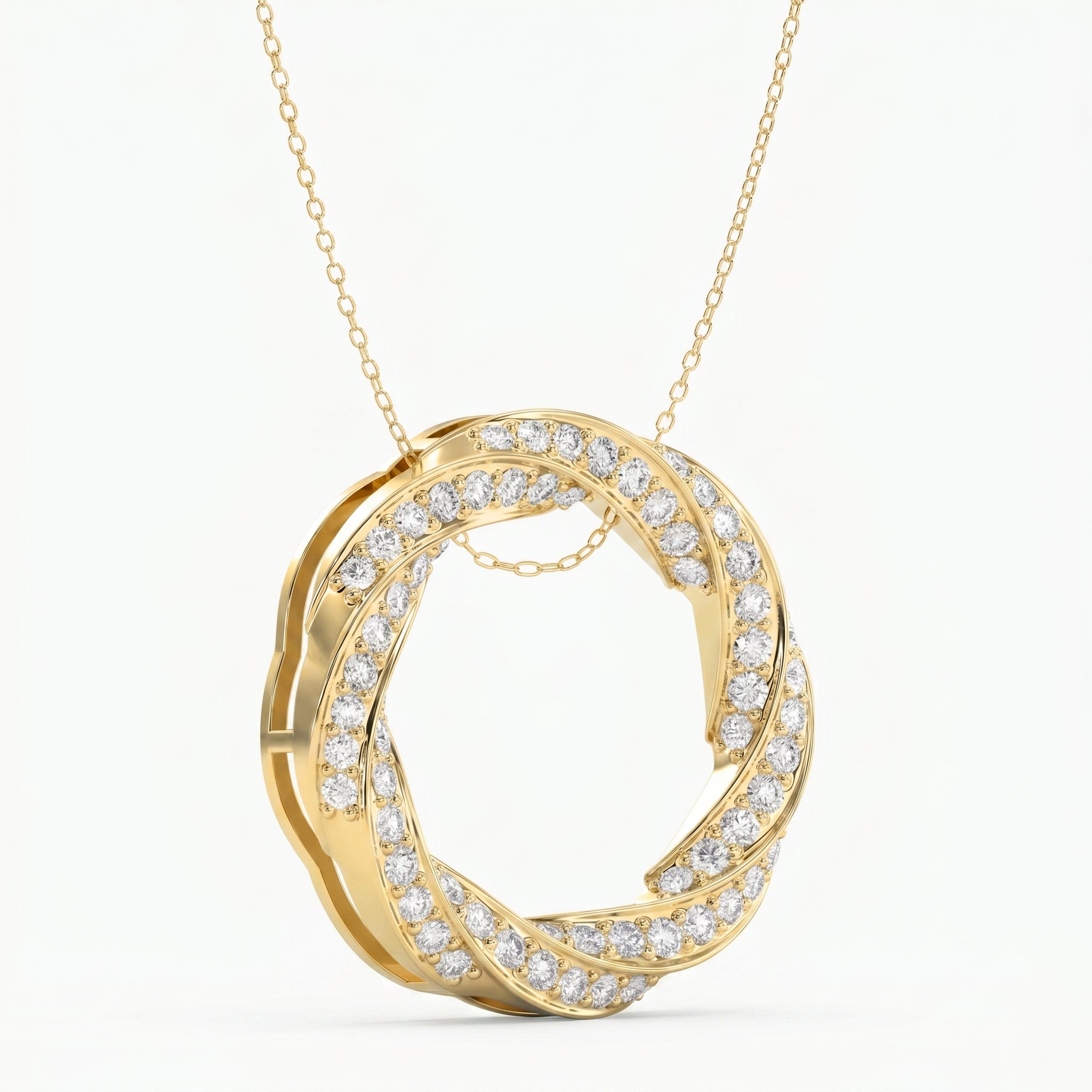 Round Diamond Twisted Circle of Life Fashion Necklace 