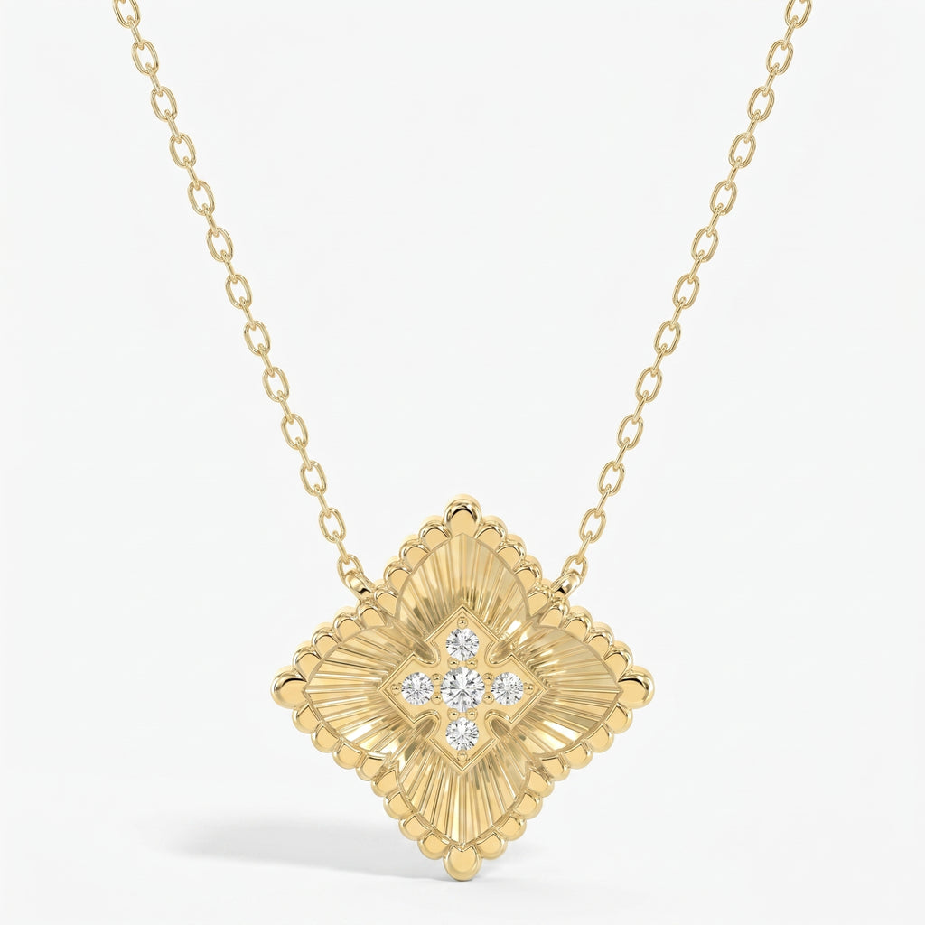 Round Diamond Celeste Floral Diamond Fashion Necklace 