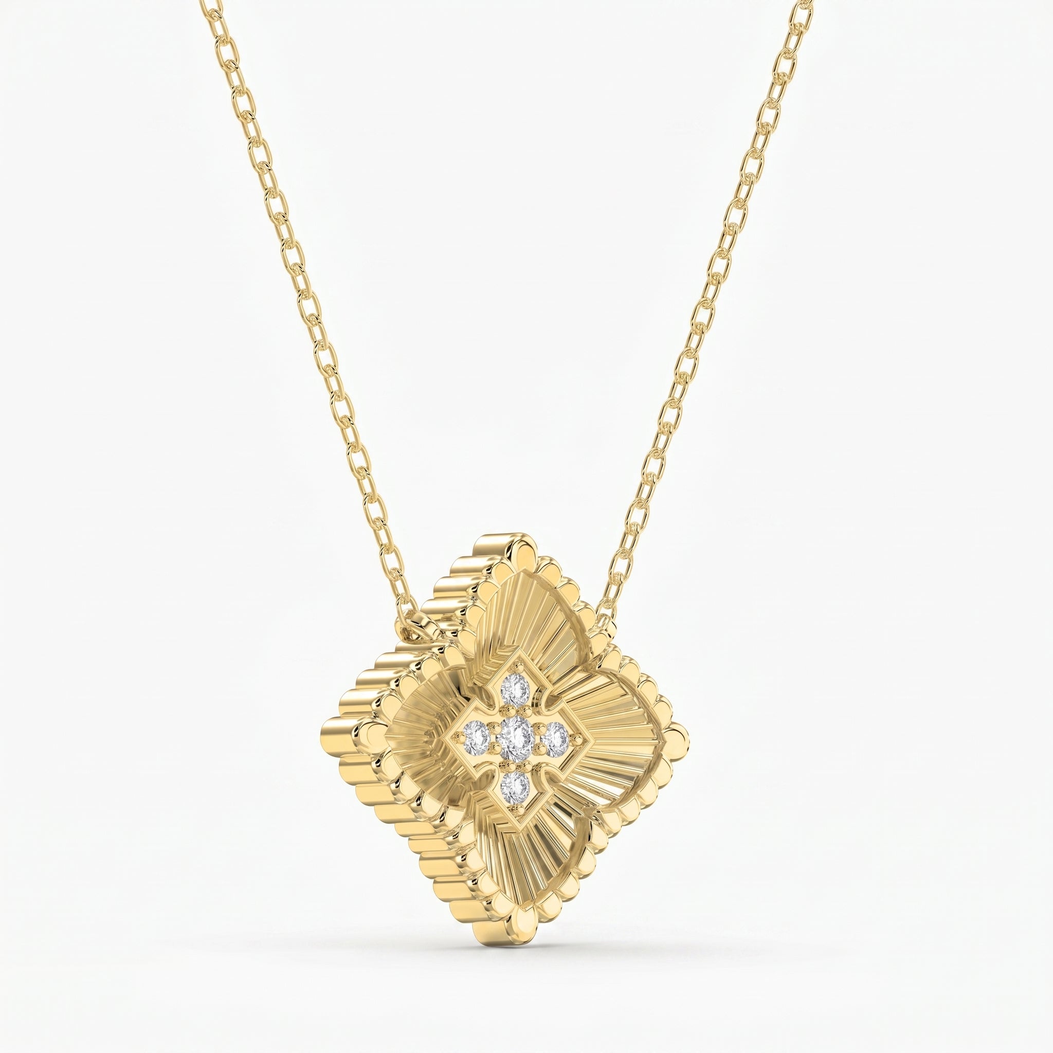 Round Diamond Celeste Floral Diamond Fashion Necklace 