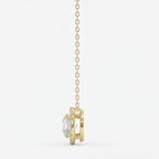 Round Shape Diamond and Side Stone Halo Design Necklace