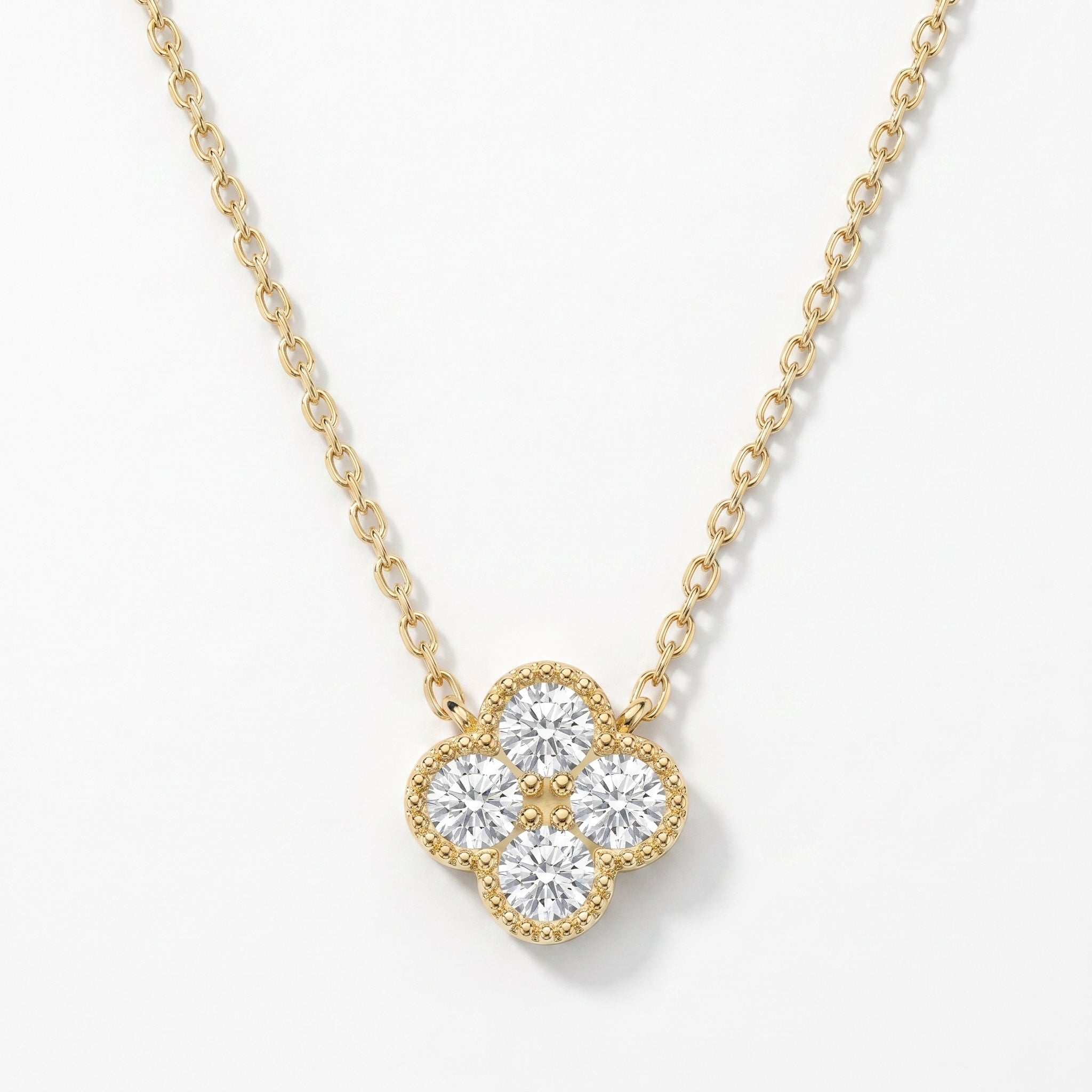 Four Round Brilliant Diamond Clover Design Heritage Necklace