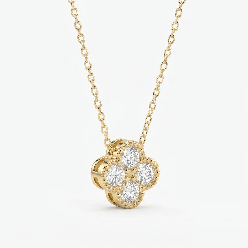 Four Round Brilliant Diamond Clover Design Heritage Necklace