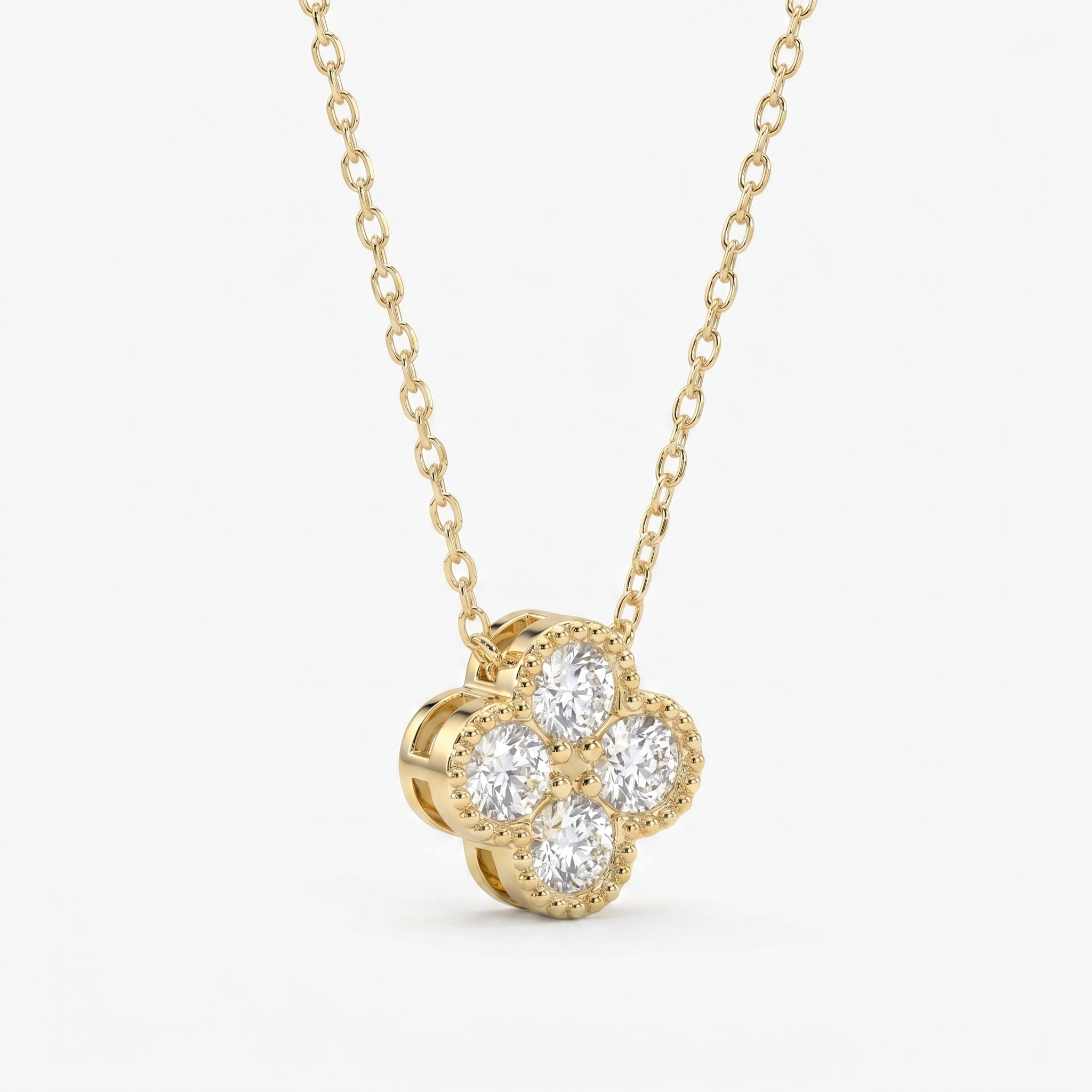 Four Round Brilliant Diamond Clover Design Heritage Necklace