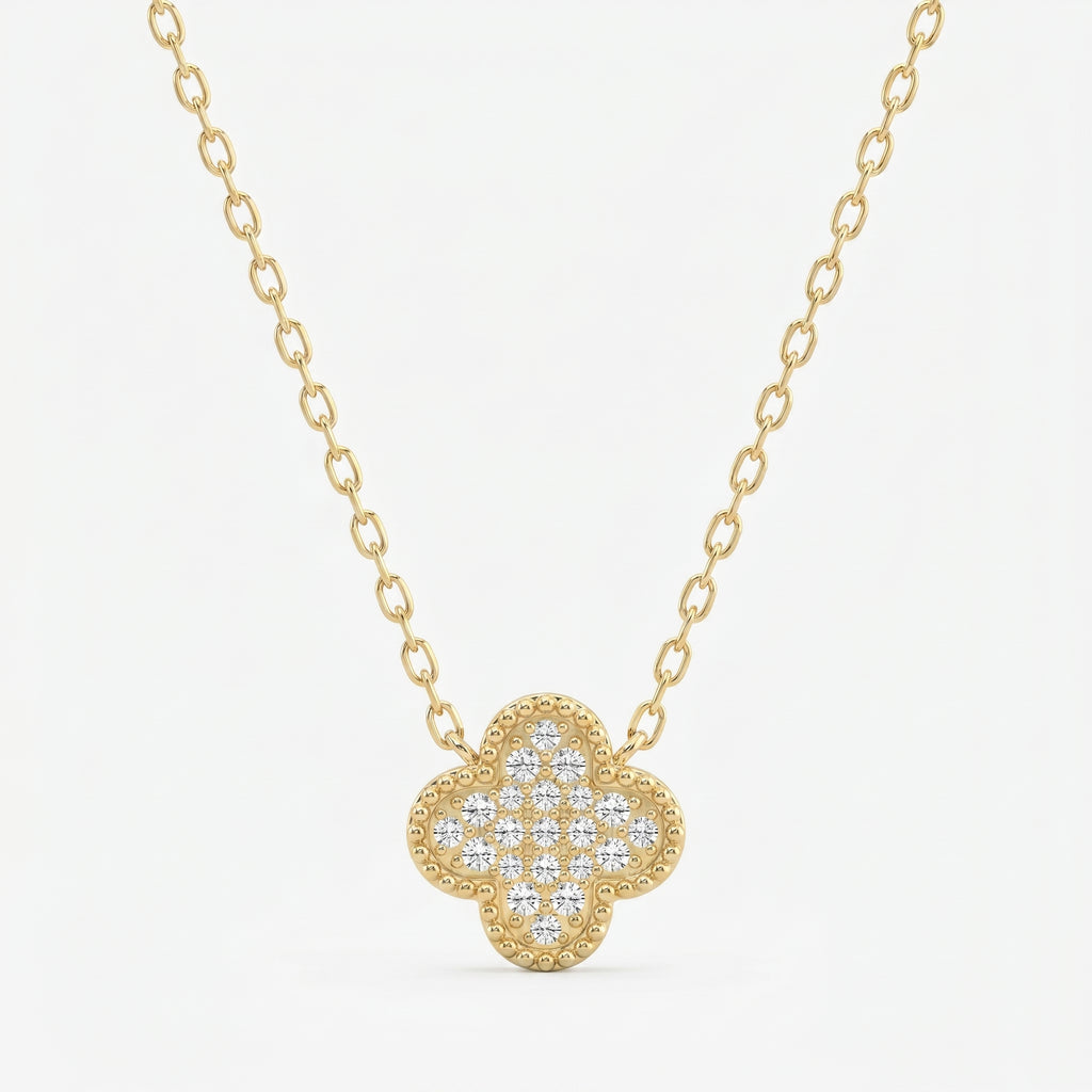 Clover Round Diamond Heritage Design Necklace 