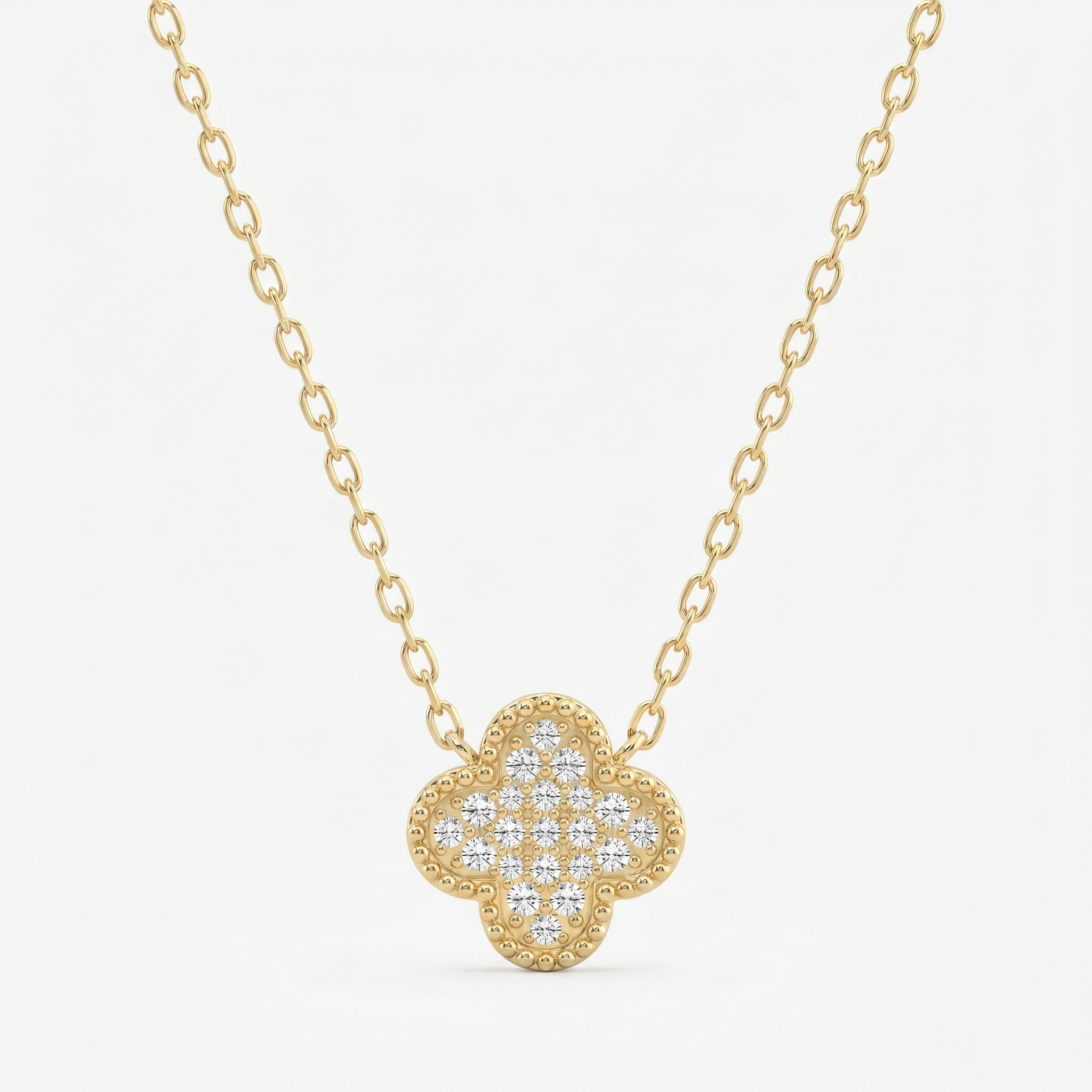 Clover Round Diamond Heritage Design Necklace 