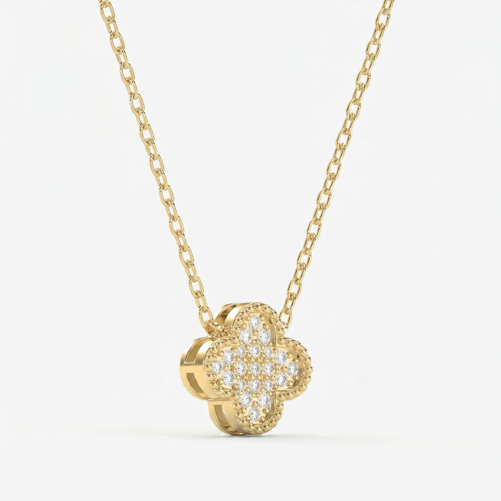 Clover Round Diamond Heritage Design Necklace 