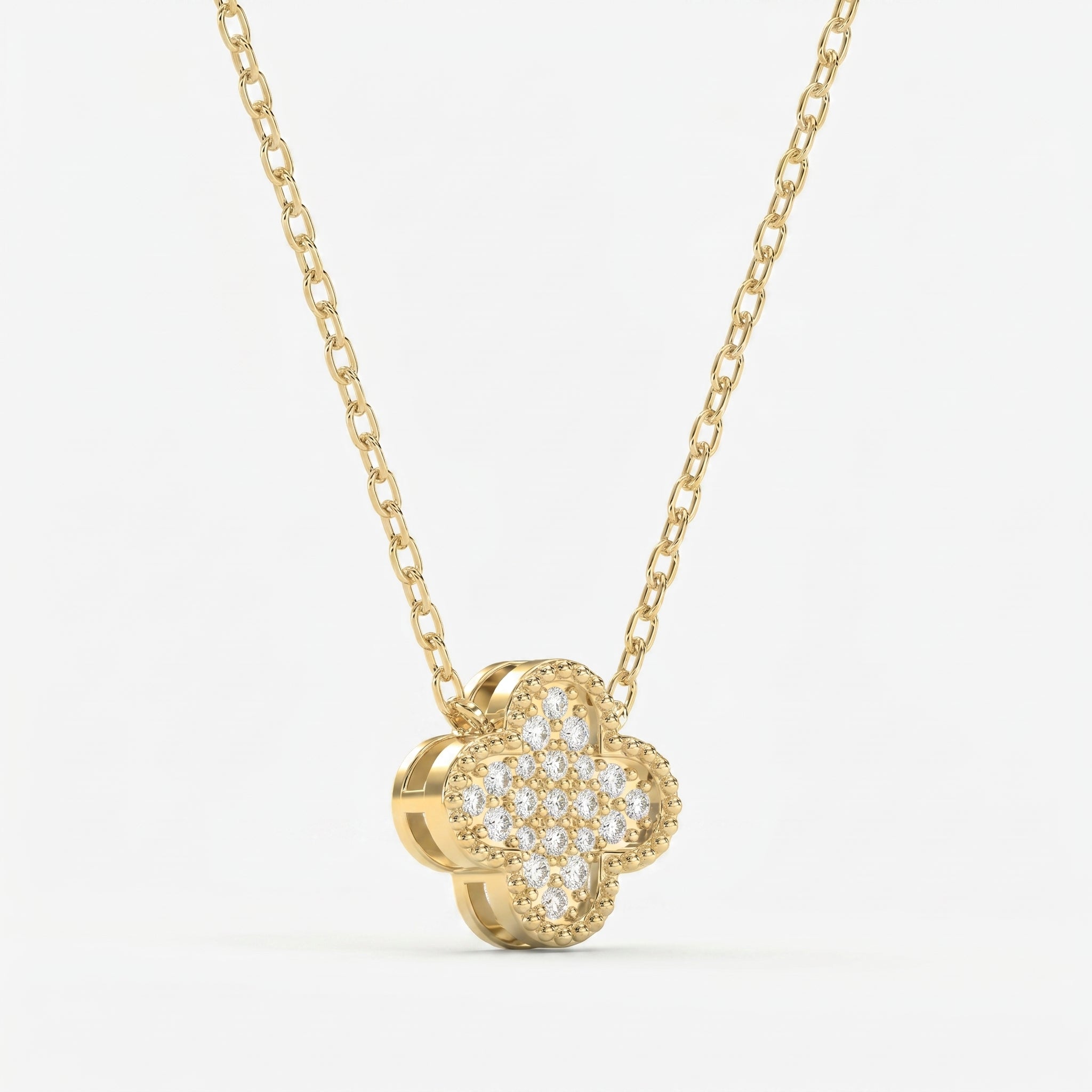 Clover Round Diamond Heritage Design Necklace 