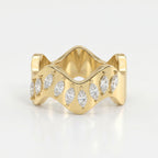 Curved Diamond Band with Marquise Cut Uniqe Statement Band