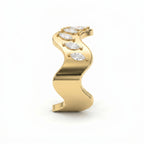 Curved Diamond Band with Marquise Cut Uniqe Statement Band