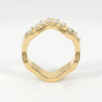 Curved Diamond Band with Marquise Cut Uniqe Statement Band