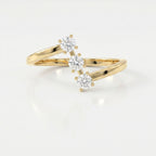 Modern Split Shank Three Stone Round Diamond Curved Ring