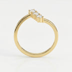Modern Split Shank Three Stone Round Diamond Curved Ring