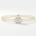 Emerald Diamond Halo Chain Bracelet