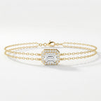 Emerald Diamond Halo Chain Bracelet