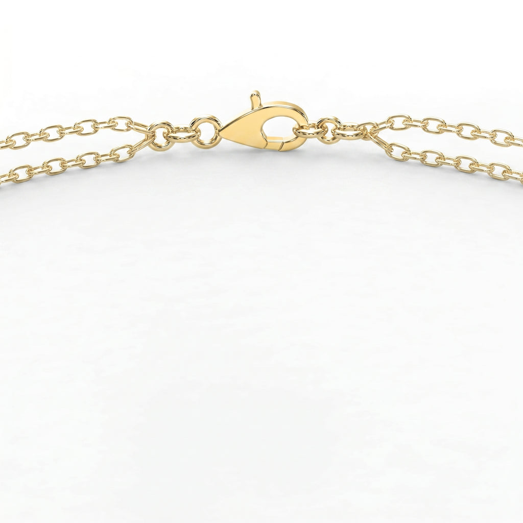Emerald Cut Halo Diamond Double Chain Design Bracelet