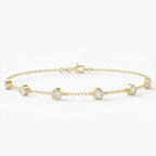 Minimalist Bezel Set Round Diamond Chain Bracelet