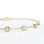 Minimalist Bezel Set Round Diamond Chain Bracelet
