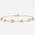 Alternating Bezel Set Diamond Chain Bracelet
