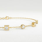 Alternating Bezel Set Diamond Chain Bracelet