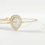 Pear Shape Diamond Halo Teardrop Design Chain Bracelet