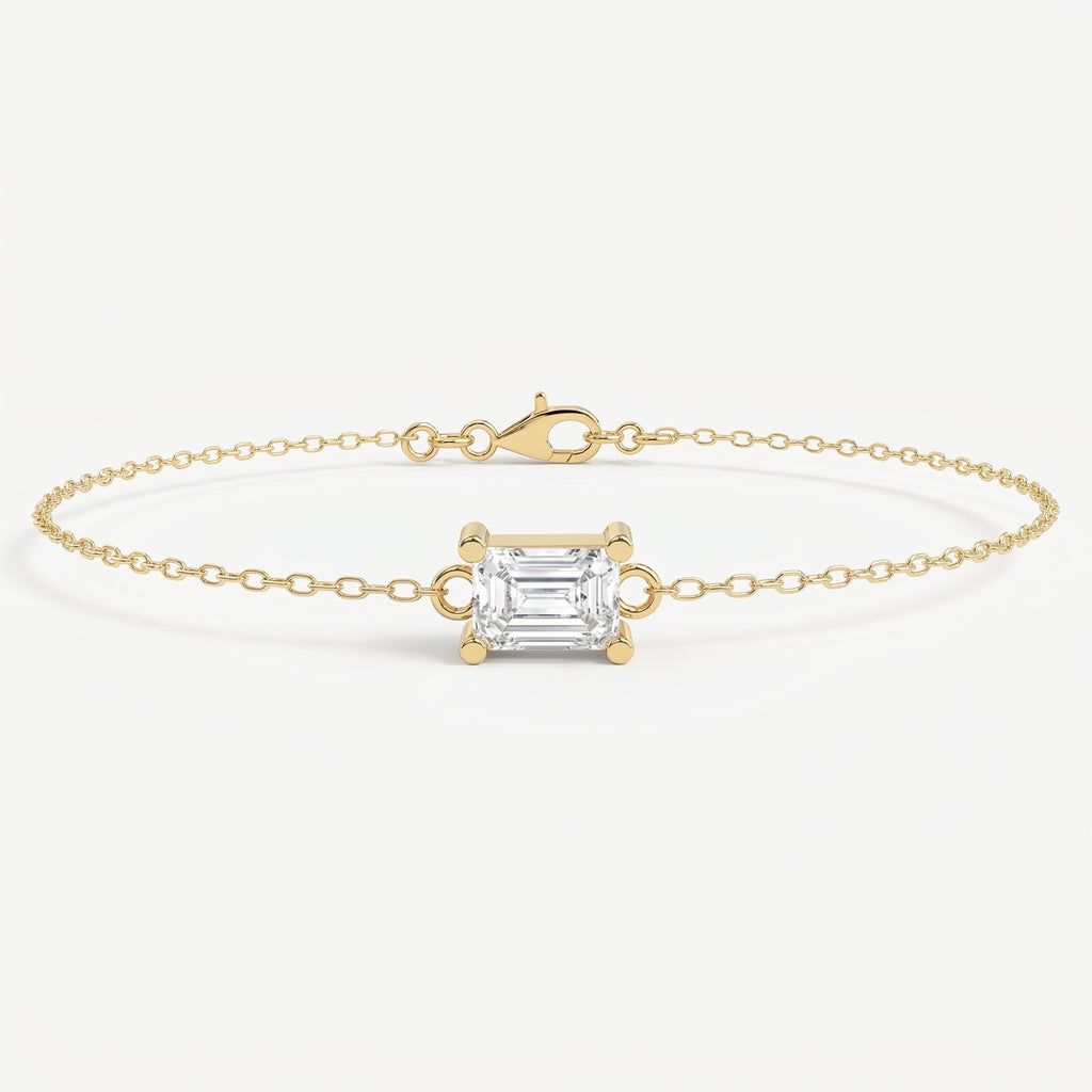 Luminous Emerald Diamond Link Chain Bracelet