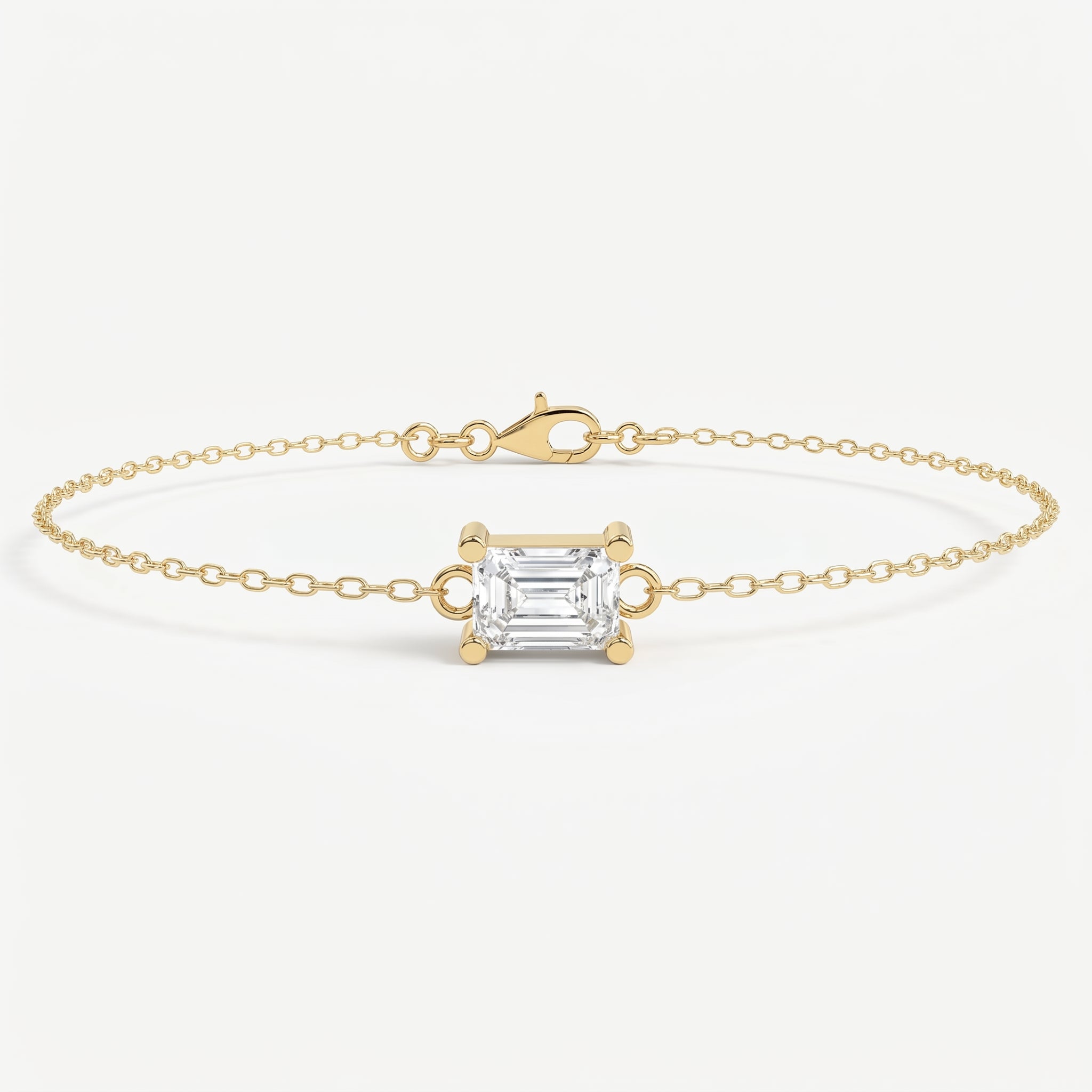 Luminous Emerald Diamond Link Chain Bracelet