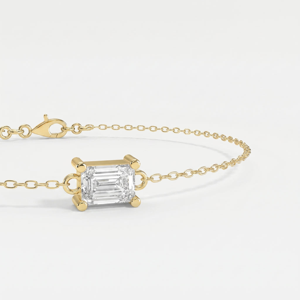 Luminous Emerald Diamond Link Chain Bracelet