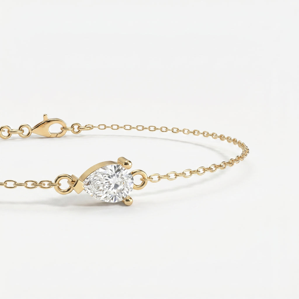 Pear Diamond Solitaire Chain Bracelet