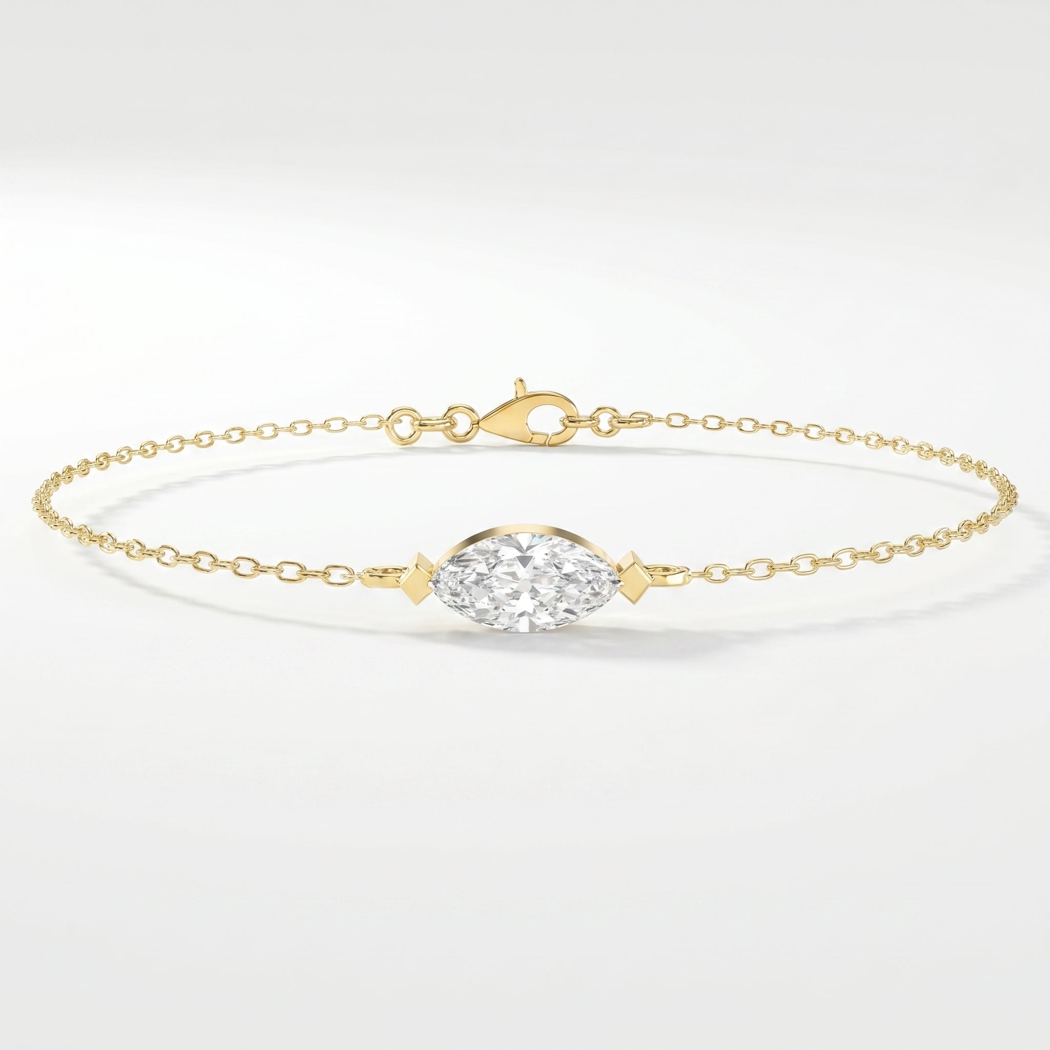 Elegant Marquise Diamond Solitaire Chain Bracelet