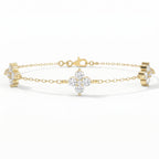 Verdant Bloom Clover Round Diamond Chain Bracelet