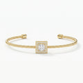 Luxury Cuff Bracelet with Square Halo Princess Centerpiece