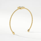 Luxury Cuff Bracelet with Square Halo Princess Centerpiece