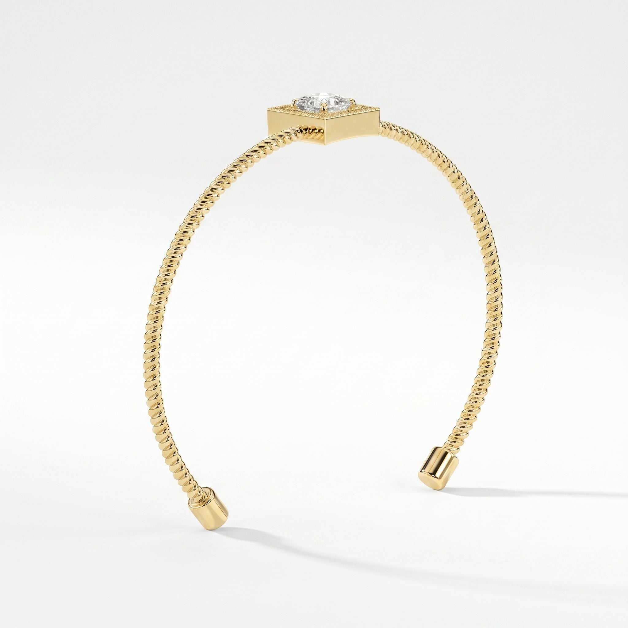 Luxury Cuff Bracelet with Square Halo Princess Centerpiece