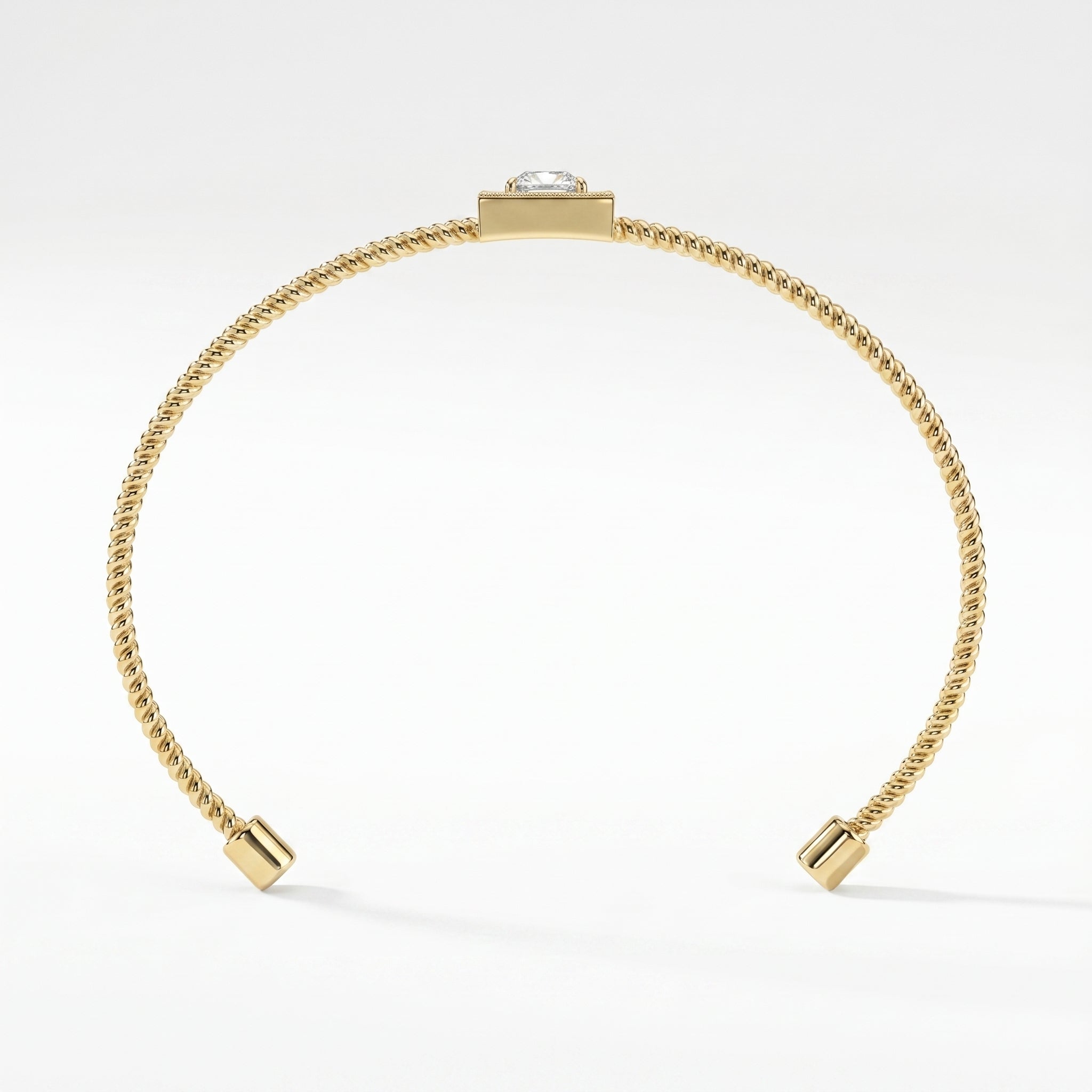 Luxury Cuff Bracelet with Square Halo Princess Centerpiece