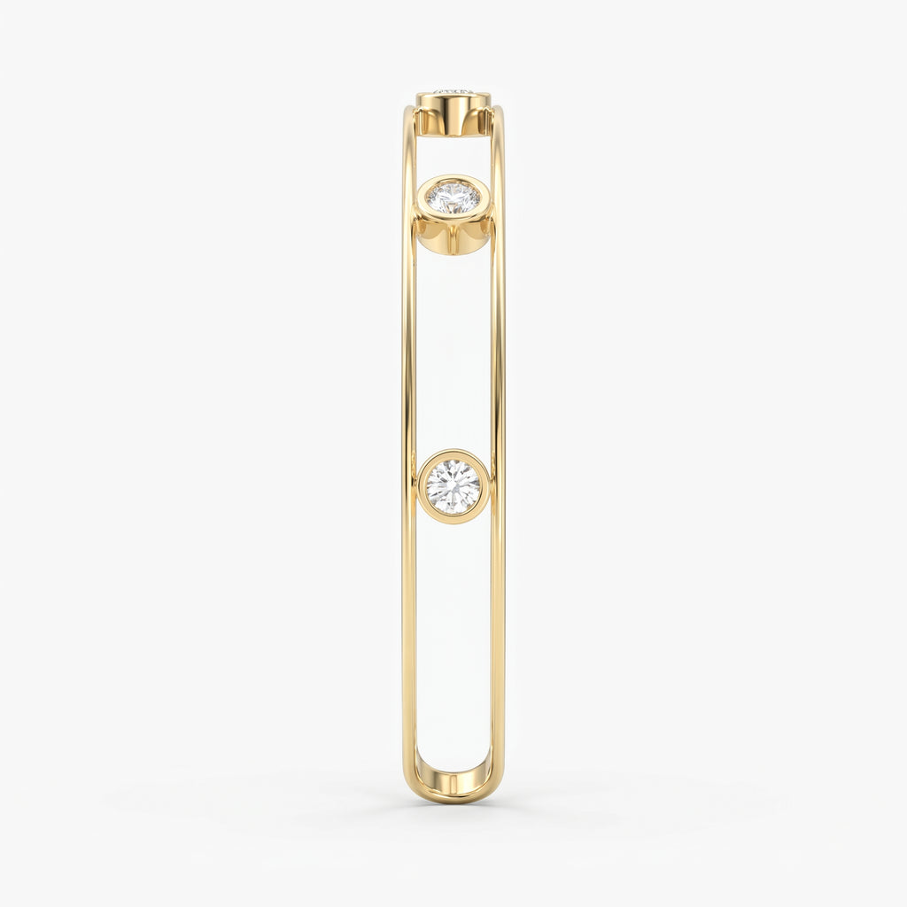 Minimalist Cuff Bracelet with Bezel Set Round Diamond