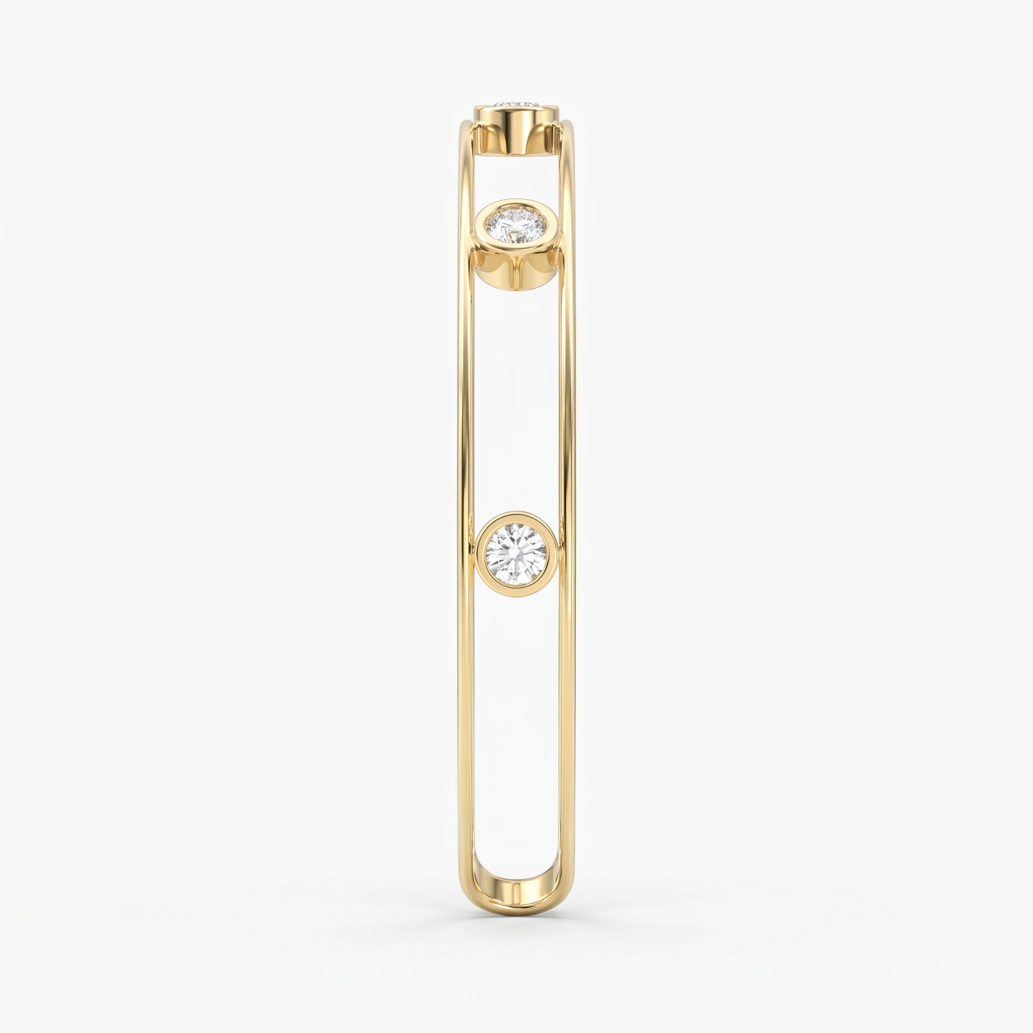Minimalist Cuff Bracelet with Bezel Set Round Diamond