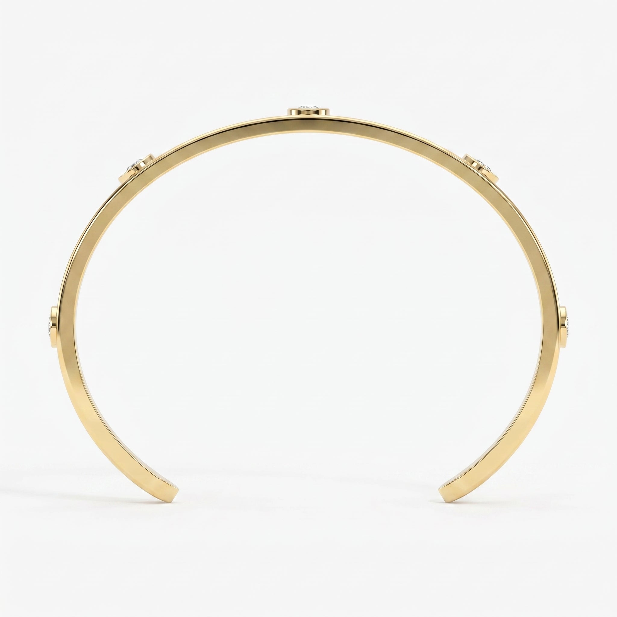 Minimalist Cuff Bracelet with Bezel Set Round Diamond