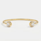 Elegant Open Cuff Bracelet with Round Halo Diamond