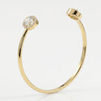 Elegant Open Cuff Bracelet with Round Halo Diamond