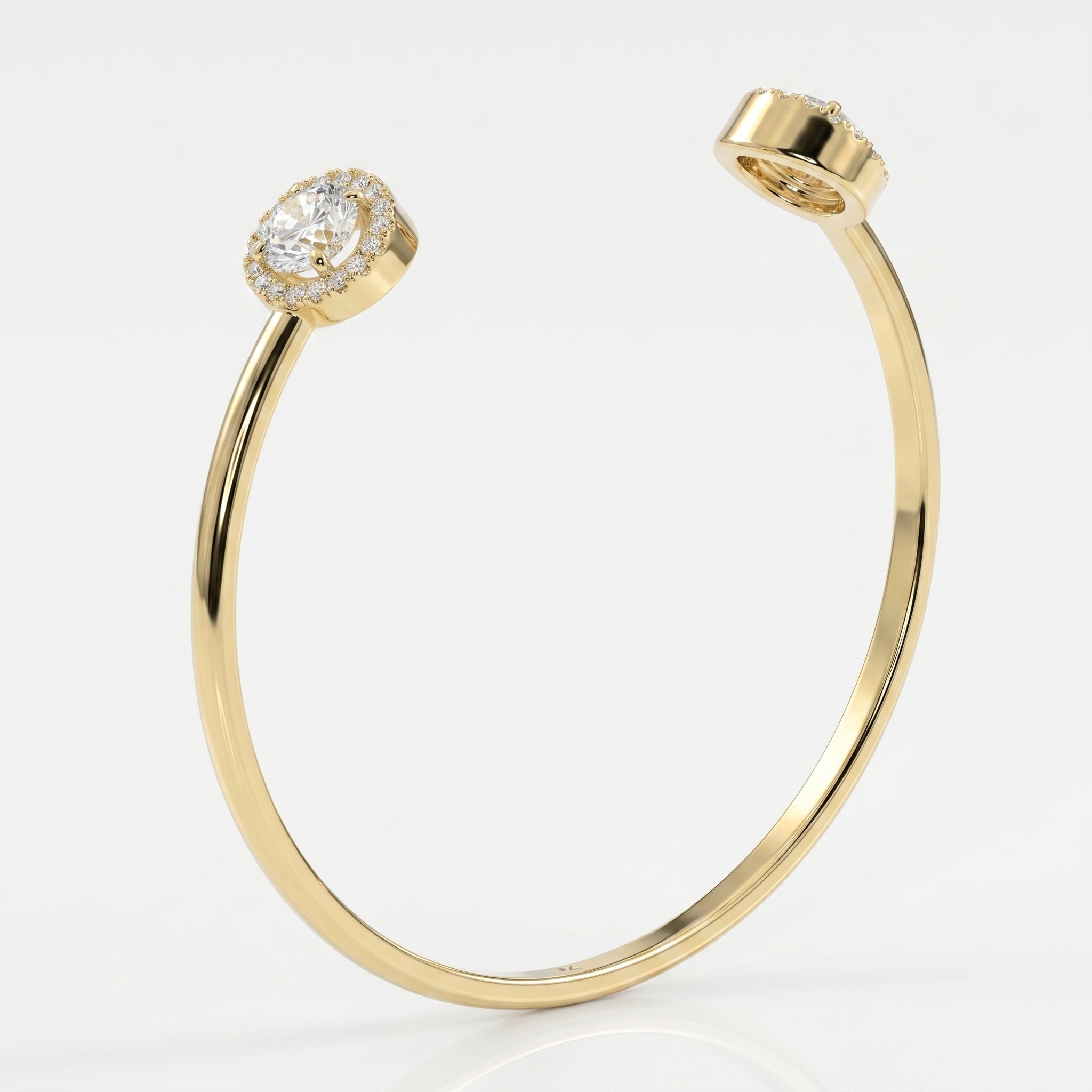 Elegant Open Cuff Bracelet with Round Halo Diamond