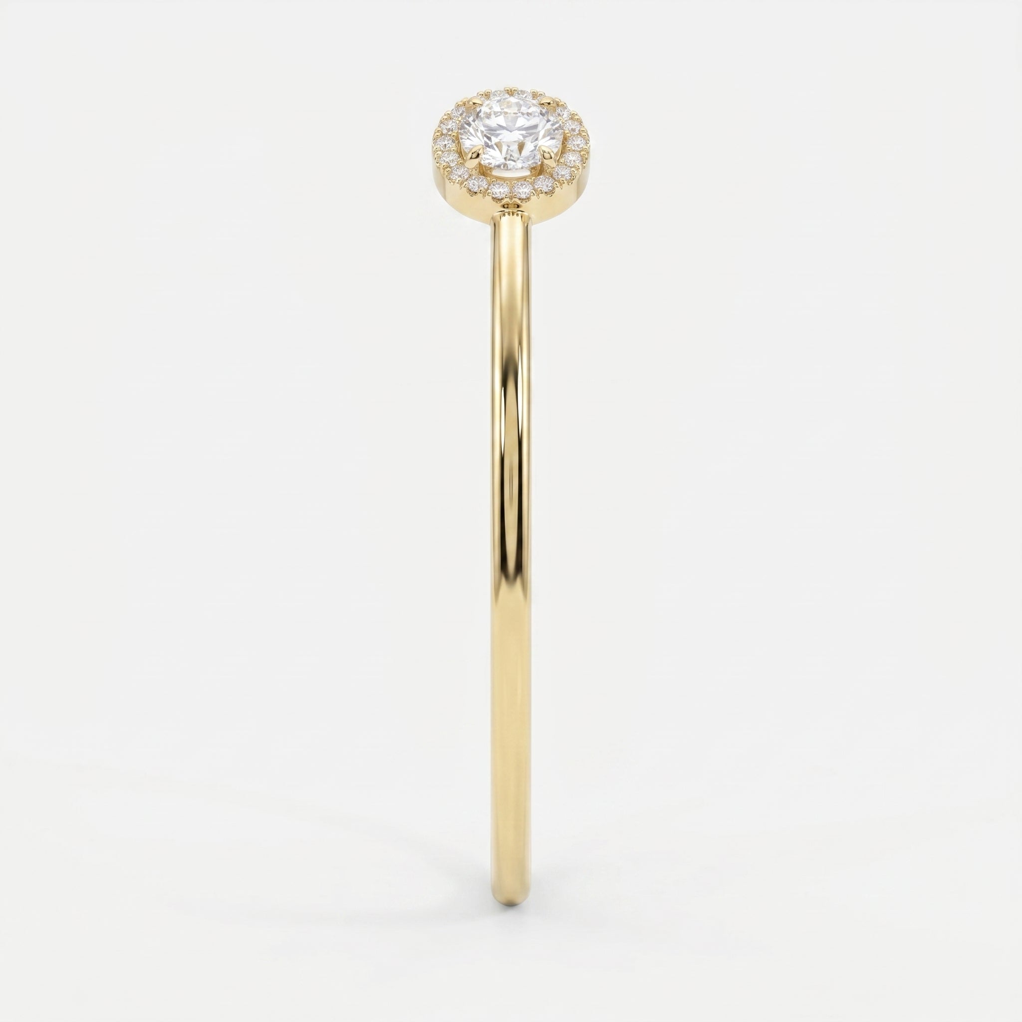 Elegant Open Cuff Bracelet with Round Halo Diamond