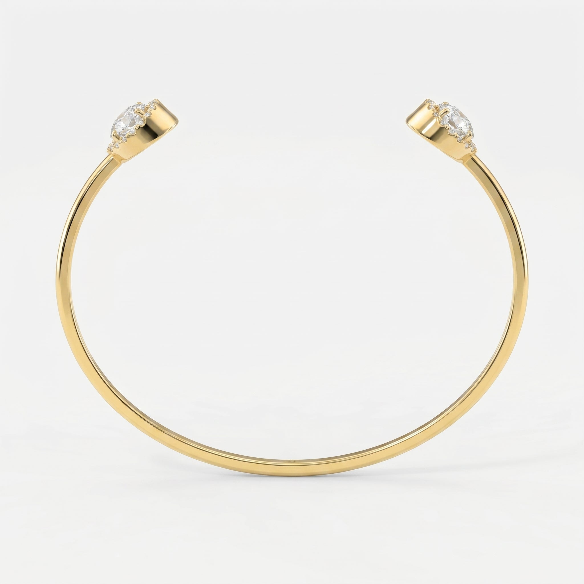 Elegant Open Cuff Bracelet with Round Halo Diamond