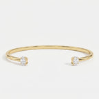  Minimalist Open Cuff Bracelet with Solitaire Oval Diamond
