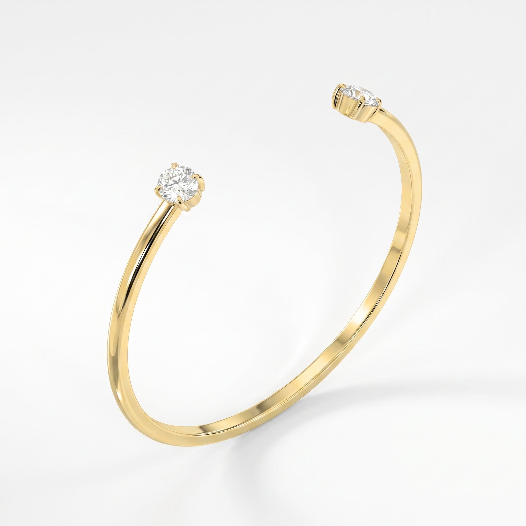  Minimalist Open Cuff Bracelet with Solitaire Oval Diamond