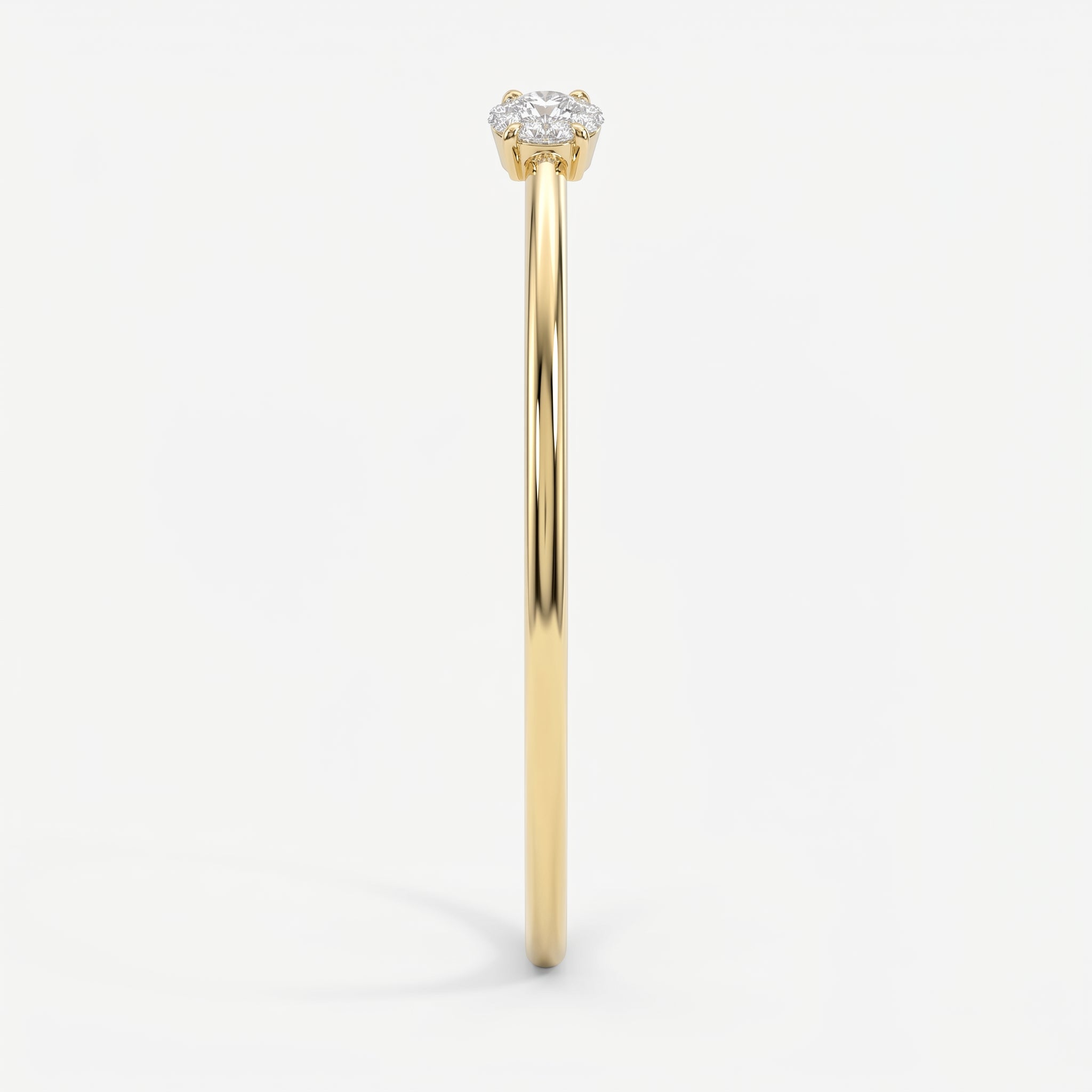 Minimalist Open Cuff Bracelet with Solitaire Oval Diamond