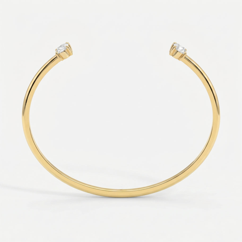  Minimalist Open Cuff Bracelet with Solitaire Oval Diamond