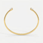  Minimalist Open Cuff Bracelet with Solitaire Oval Diamond